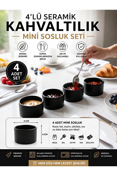 LALEZEN HOME Mini Sauce Bowl and Jam Bowl for Breakfast (4 Pieces) 6 X 4 cm Size