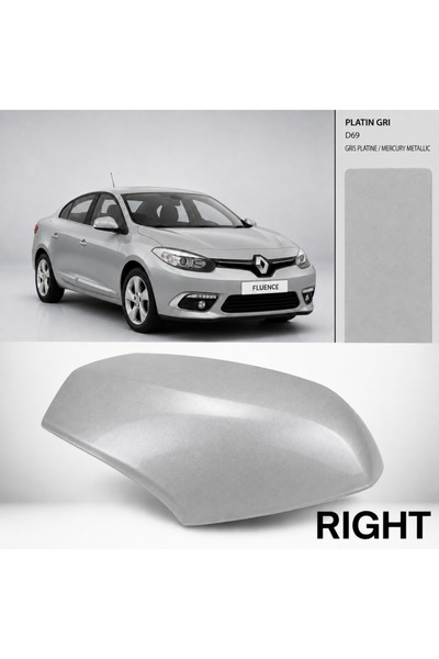 ZETOTO Fluence Ayna kapağı Sağ D69 Platin Gri Gris Platine / Mercury Metallic