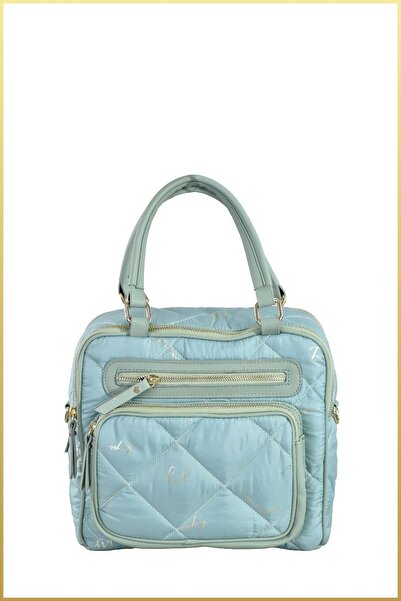 birizmoda Saly Women's Quilted Written Parachute Fabric Hand and Shoulder Bag...