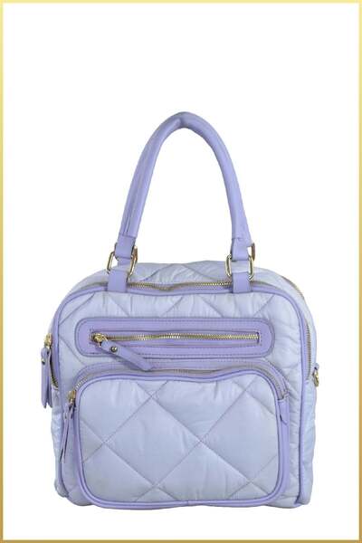 birizmoda Saly Women's Quilted Parachute Fabric Hand and Shoulder Bag - Lilac