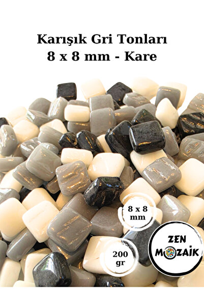 Zen Mozaik Sanatsal Mozaik Çalışmalarınız için 8 x 8 mm - Kare Cam Mozaik Taşı