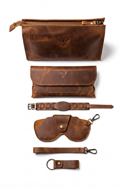 BeeBlack 100% Genuine Crazy Cowhide Leather Titan Model Set of 6 (Handbag, Wa...