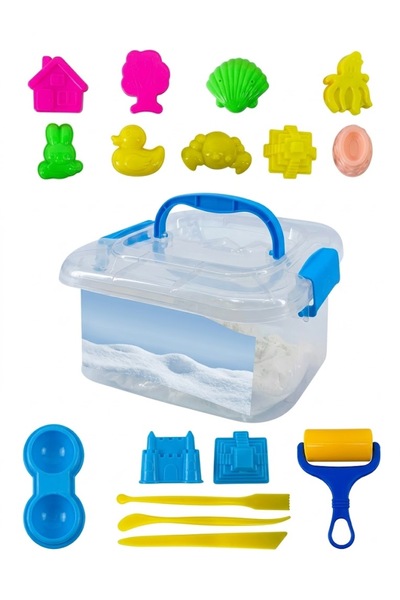Bionic Kids Sand Play Set 16-Piece, Beach Sand Molds & Tools Set with Portabl...