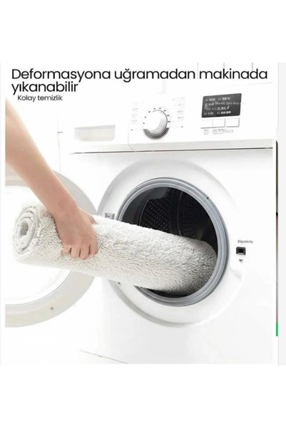 EKN BEĞENDİ HOME Bathroom Mat Toilet Set 3-Piece Shaggy 80X80 Round/50X54/36X45