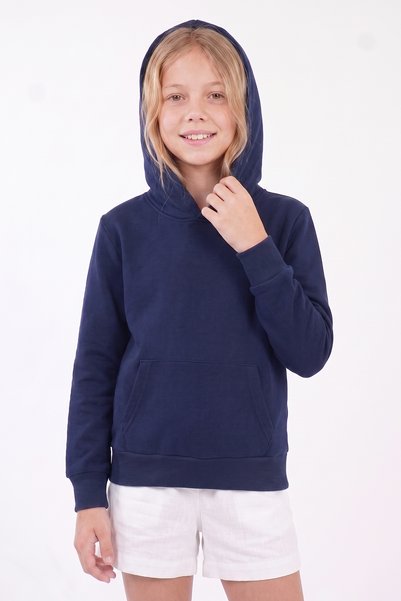 FYK KİDS Kız Çocuk Basic Düz Kanguru Cepli Kapüşonlu Sweatshirt
