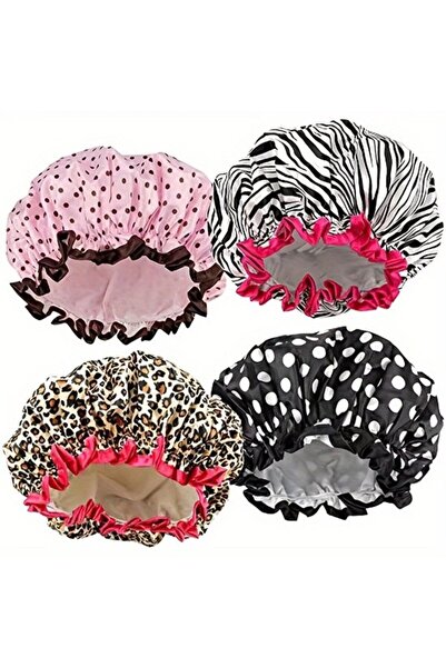 STARSTAR 4-piece shower cap set - double-layered satin waterproof