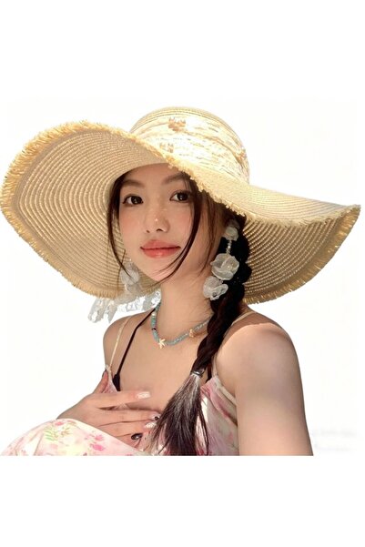 STARSTAR Women's foldable bow-tie straw hat UV beach/everyday.