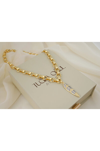 ATELİER TUĞBA Kol756 Zircon Stone-Set Thick Chain Necklace