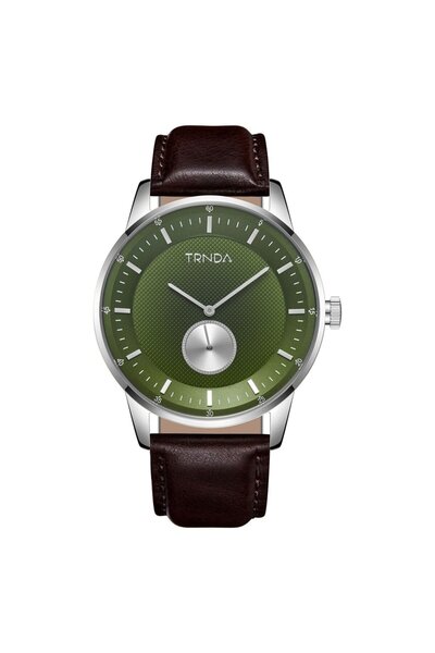 TRNDA Men's Stainless Steel Watch, Green Dial, Brown Band | Trn-43sgb