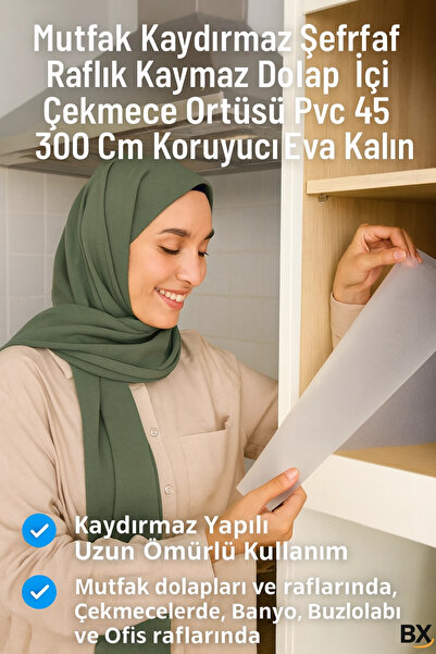 SORA GROUP Non-Slip Transparent Shelf Cover 45X300 cm for Inside Cabinets, Dr...