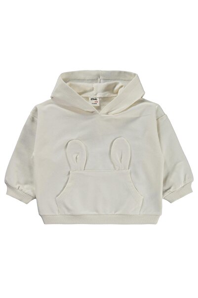 Civil Baby Rabbit Ear Pocket Hooded Sweatshirt for 6-18 Months - Ecru