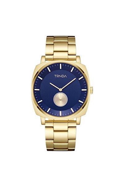 TRNDA Men's Gold Stainless Steel Watch, Blue Dial | Tr45gdb