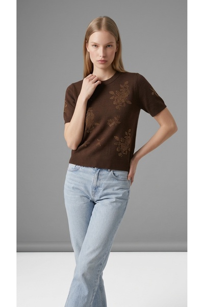 fujya Bead Embellished Short Sleeve Lagerta Knitwear