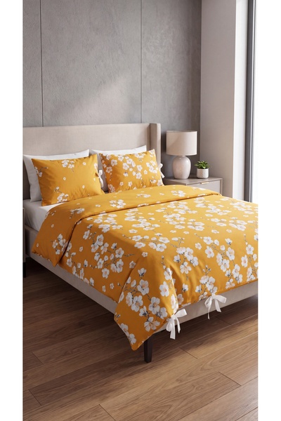 kesenegore 100% Cotton Double Floral Lace-Up Duvet Cover Set 220X200 cm – 2 P...