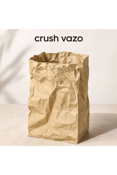 Pocket People Dekoratif Vazo Crush 20 cm – Buruşuk Kağıt Görünümlü Modern Min...