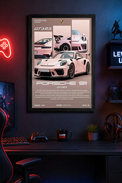 Charmbi Porsche 911 GT3RS Μοντέρνα ζωγραφική τοίχου με μαύρο πλαίσιο Προσαρμο...