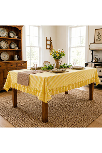 Attolya Tablecloth Picnic Cloth Ruffled Tablecloth Seamless Checkered Gingham...
