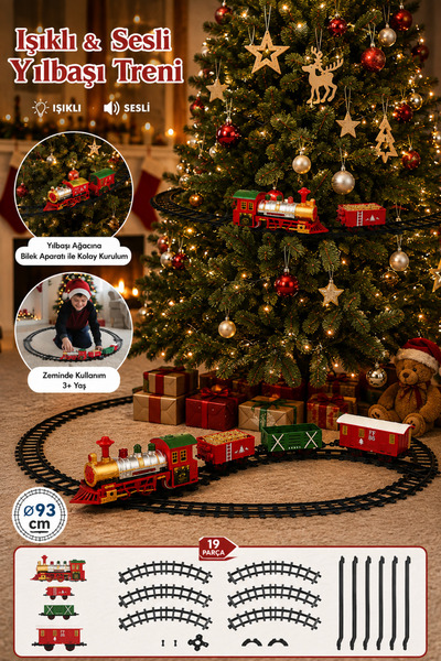 welcomein Oyuncak Işıklı ve Sesli Classic 19 Parça Lüks Klasik Tren Set (93 C...