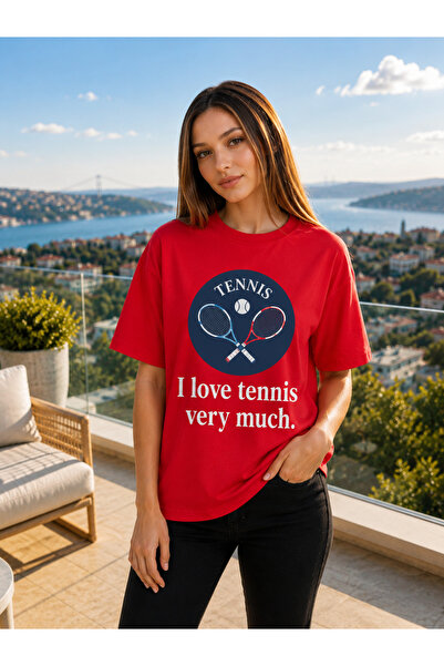 VODEXA Unisex Oversize Tennis Printed T-Shirt 100% Cotton Tennis Themed Comfo...