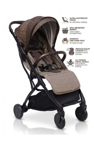 Baby Cara Lightweight Compact Travel Stroller with 5 Point Safety Harness, On...