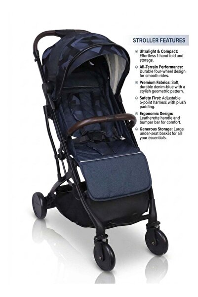 Baby Cara Lightweight Compact Travel Stroller with 5 Point Safety Harness, On...