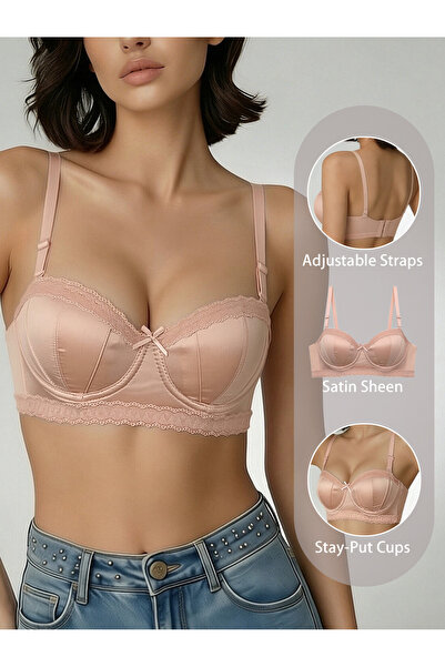 Generic Brand 1/2 half cup solid color women's underwear thin with steel ring...
