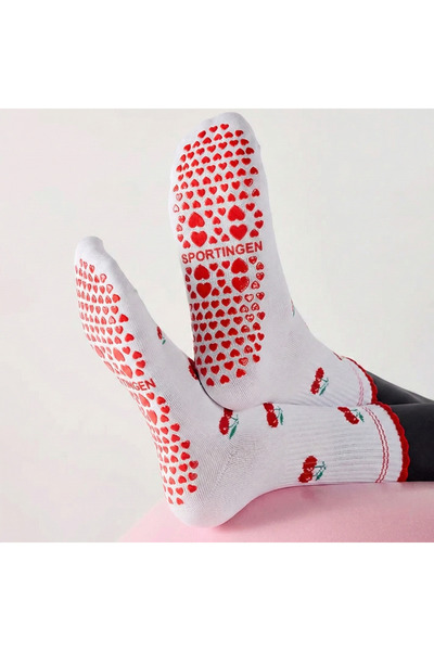Sportingen Women's Non-Slip Silicone Sole Patterned Pilates and Yoga Socks 1 ...