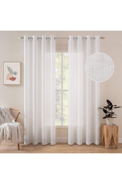 OtherMax MIULEE Draperii In Prafițial semitransparente decorative Albe 2 buc ...