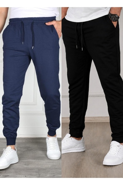 TORUK MAKTO Set of 2 Unisex Ribbed Leg Sweatpants Jogger Comfortable Fit Dail...