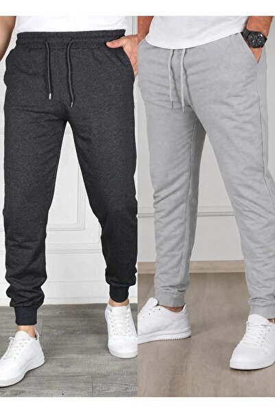 TORUK MAKTO Set of 2 Unisex Ribbed Leg Sweatpants Jogger Comfortable Fit Dail...