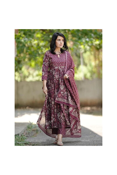 MYSMAR Purple Rayon Salwar Kameez Dupatta - ALV2016 | Purple-Size:2XL-44-Inches