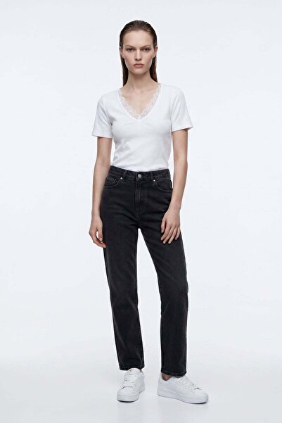 HAKKE Women's V-Neck Collar Lace Body Blouse