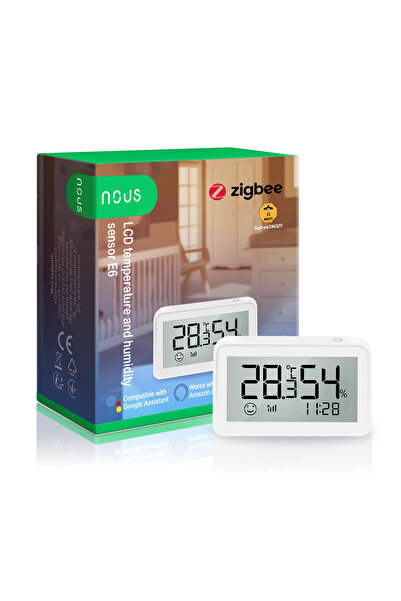 Nous Senzor Smart de Temperatura si Umiditate cu afisaj E6, LCD, ZigBee