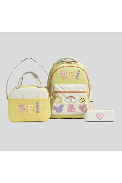 Alvadonna Süzene Embroidered School Bag, Lunch Bag and Pen Holder Set of 3