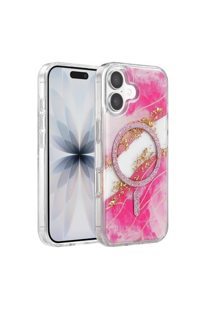 Generic Brand Onegif Apple iPhone 17 Lotus Glitter Magsafe Cover - Pink