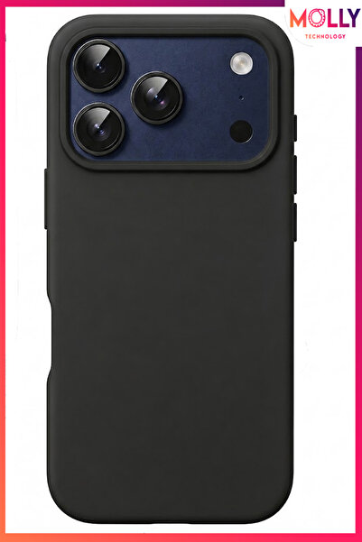 Molly iPhone 17 PRO İçin Siyah Liquid İçi Kadife Mat Silikon Kılıf