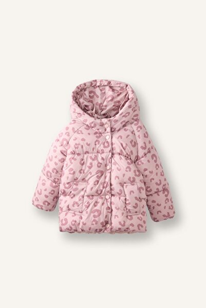 DeFacto Leopard Patterned Hooded Inflatable Coat Baby Girl H3634A526Au