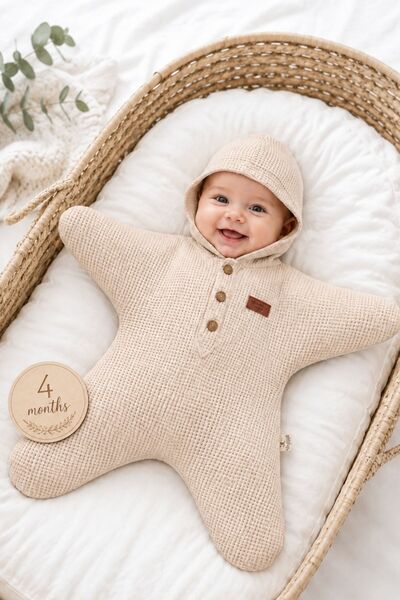 Minytrendy Girl Boy Newborn Baby Star Concept Hooded Jumpsuit Photo Shoot Gif...