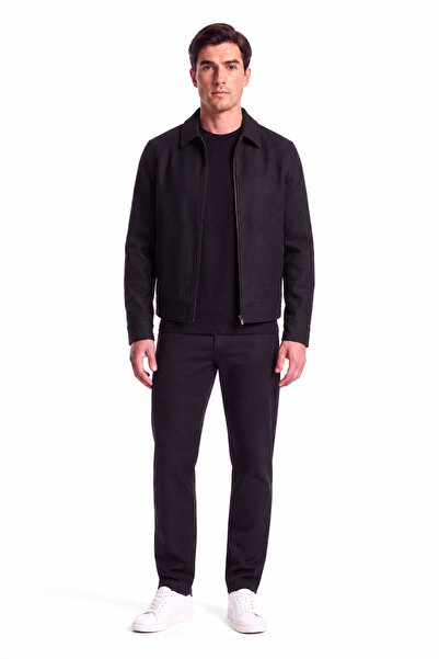 PAUL&SHARK Men's Regular Fit Notched Collar Long Sleeve Black Jacket