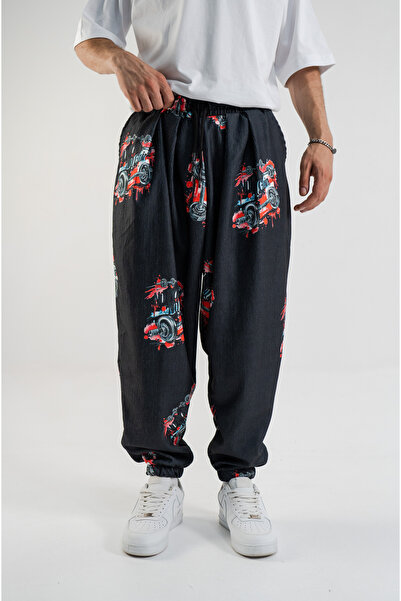 Gerusta Men's Summer Fitness-Gym Patterned Loose Elastic Waist Pants