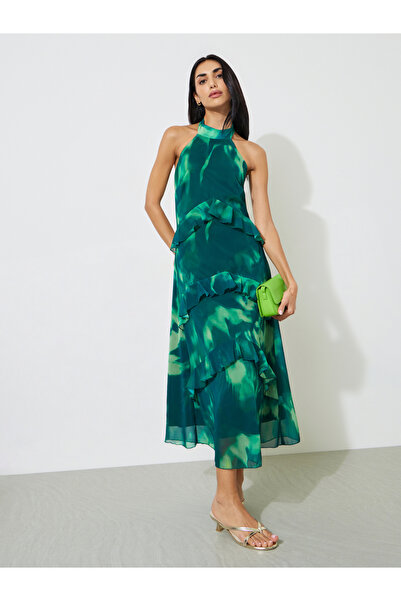 Styli Multi-Color Graphic print Sleeveless A-Line Midi Dress