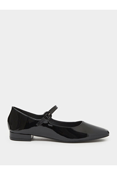 Styli Black Patent Buckle strap Mary Jane Flats