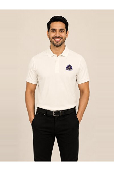 FALCON By Styli Off White Falcon Logo Short Sleeves Polo T-Shirt