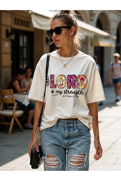 Generic Brand Colorful Floral LORD is my strength Psalm 287,casual wear,100% ...