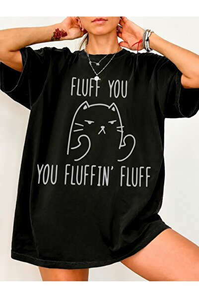 Generic Brand Angry Cat with Fluff You Slogan,casual wear,short sleeve,everyd...