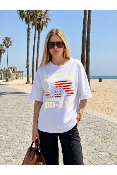 Generic Brand US Flag Silhouette DD - 214 Text Design,short sleeve,everyday e...