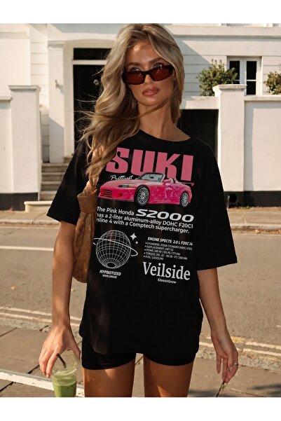 Generic Brand Pink Honda S2000 with SUKI Text,comfy lightweight,crew neck,eve...