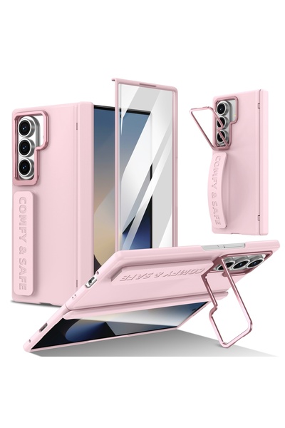 Choice9 Z Fold 7 Pink Camera Holder Hinge Protection PC Hard Case For Z Fold ...