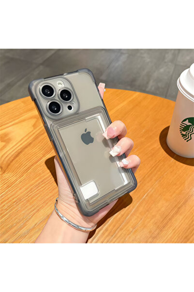 Choice17 iPhone 14 Pro GRAY Transparent Card Slot Soft TPU Phone Case For iPh...