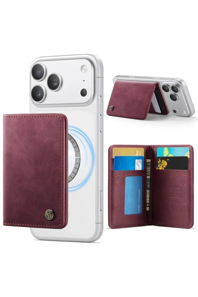 Choice1 Red Multi-Card Slot Holder For Magsafe Magnetic Business PU Leather W...